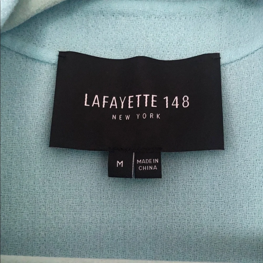 Lafayette 148 NY Tiffany Blue Lightweight Wool Duster Blazer Sz M, excellent - Picture 3 of 12
